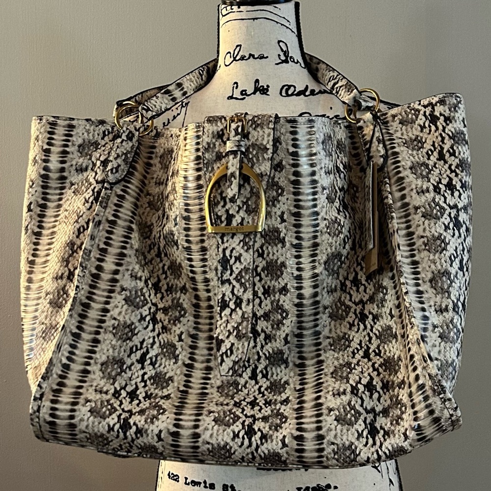 Margot Adele Oversized Python Embossed Leather To… - image 1